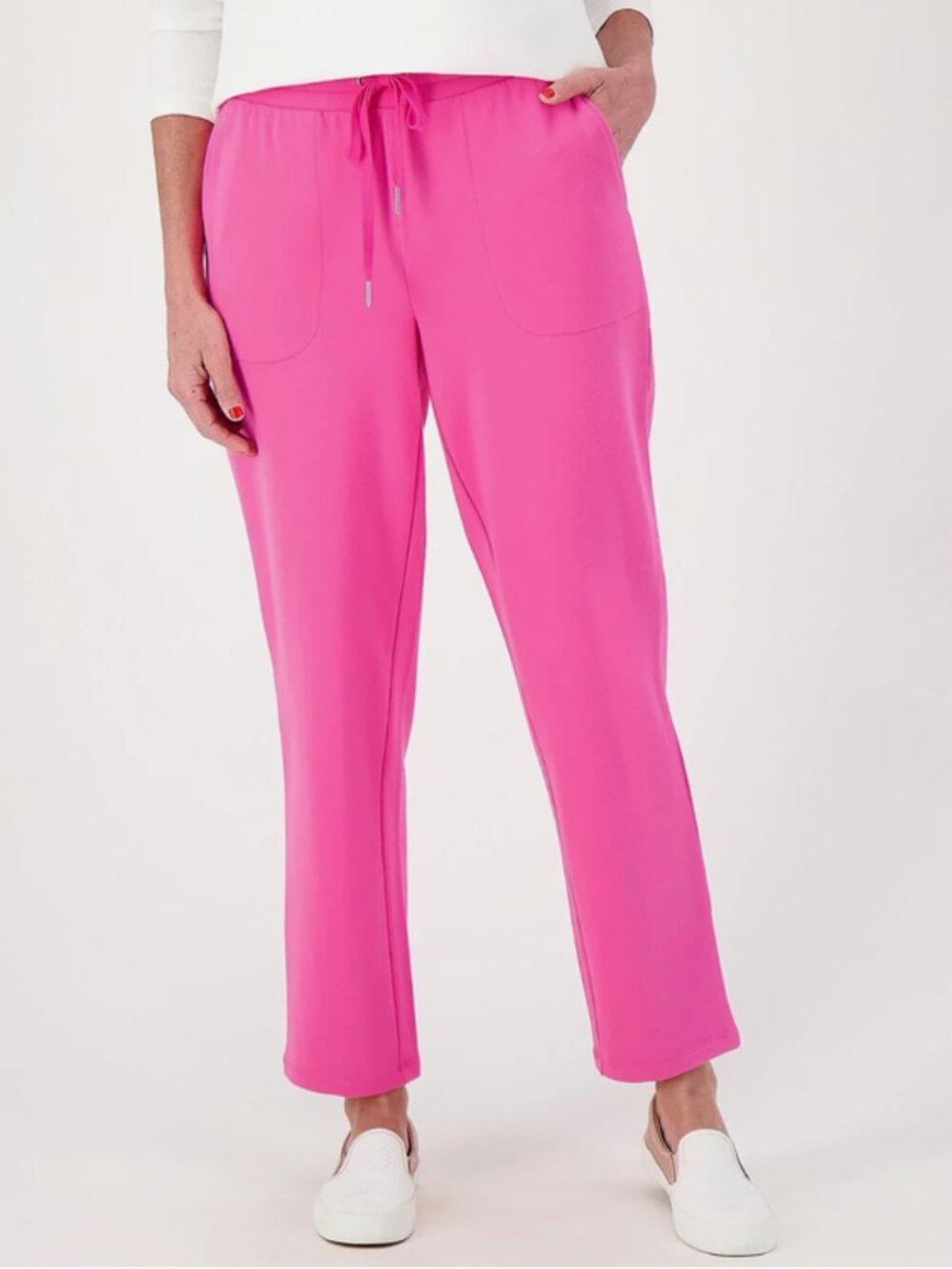Denim & Co. Active French Terry Pull-On Ankle Pants Blossom Size 5X